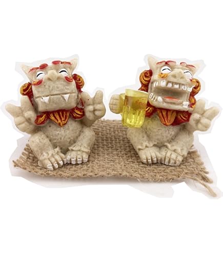 Amazon.co.jp: シーサー ペア 置物 玄関 漆喰調 ニコニコ 獅子